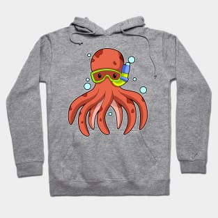 Octopus at Diving with Snorkel & Swimming googles Hoodie